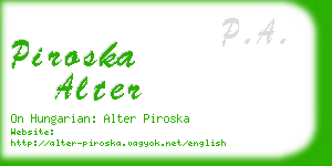 piroska alter business card